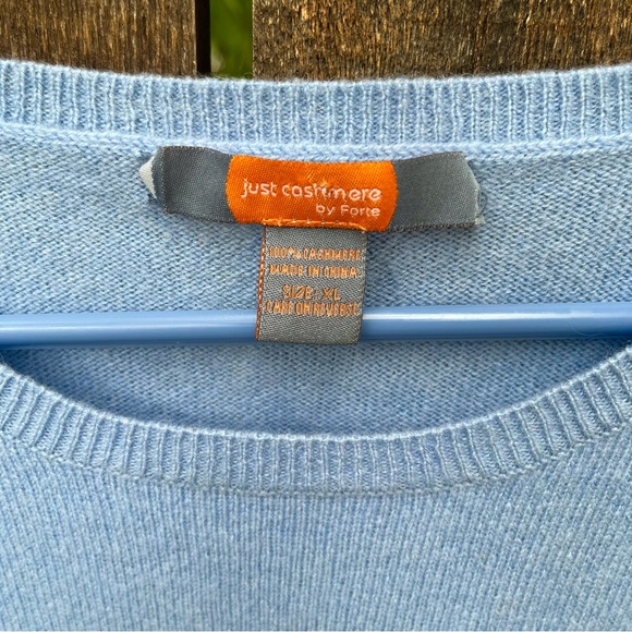 Just Cashmere By Forte Crewneck 100% Cashmere Sweater In Light Blue Sz XL - Picture 3 of 10